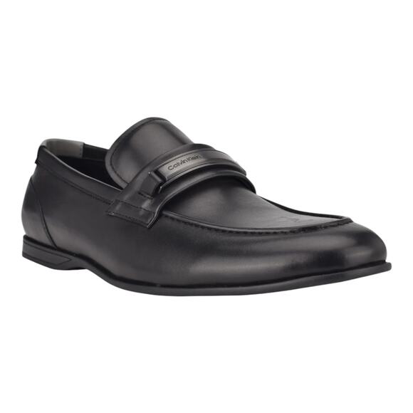 Calvin Klein Men's Duncan Leather Loafers Dark Black Size 9 1/2